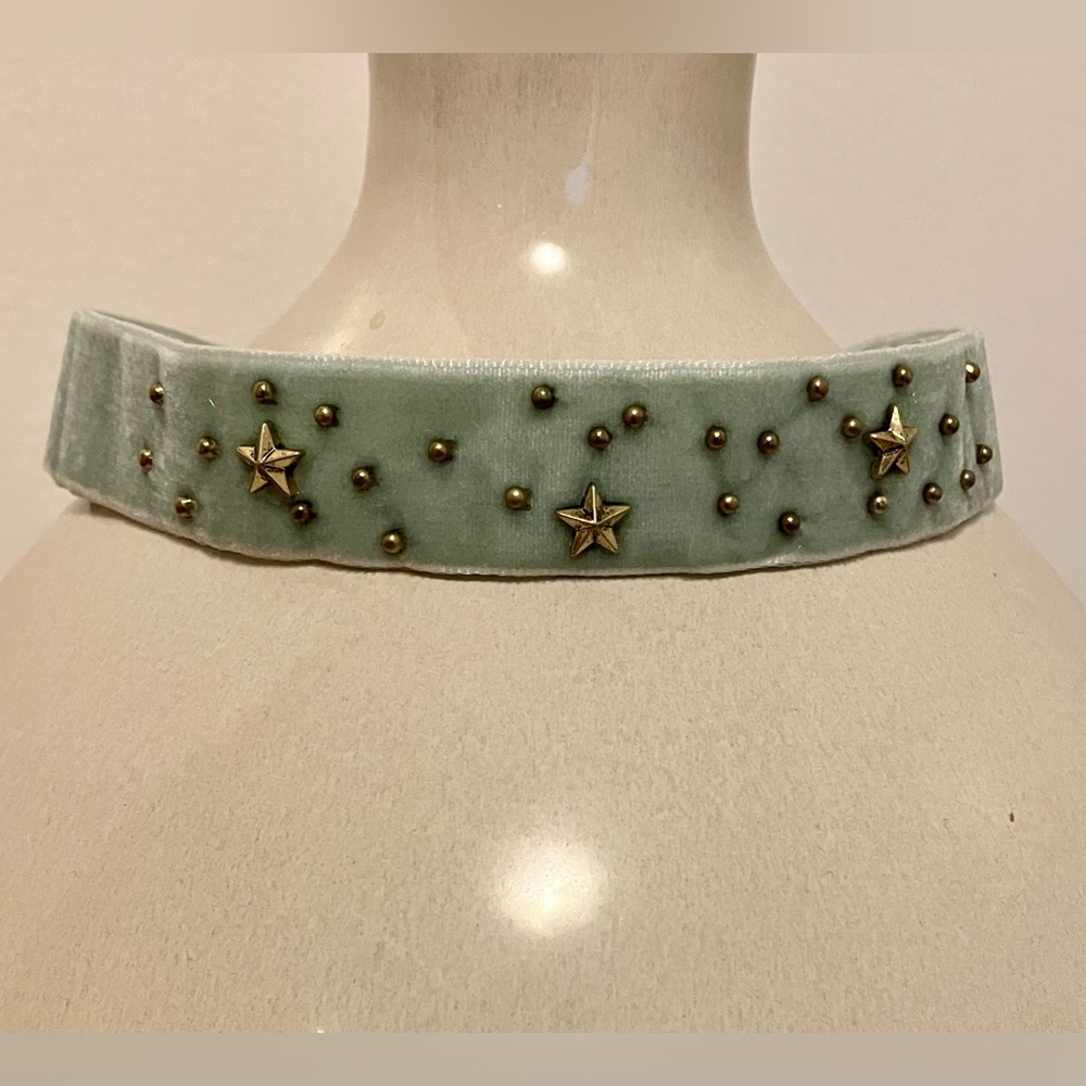 American Eagle Outfitters Blue Velvet Choker with Star Details
